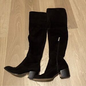 BCBG womans over the Knee-High Boots size 6.5 black cinch tie small block heel